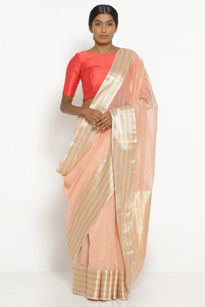 Buy online Women's Solid Peach Colored Saree With Blouse from ethnic wear  for Women by Tantloom for ₹1489 at 59% off | 2024 Limeroad.com